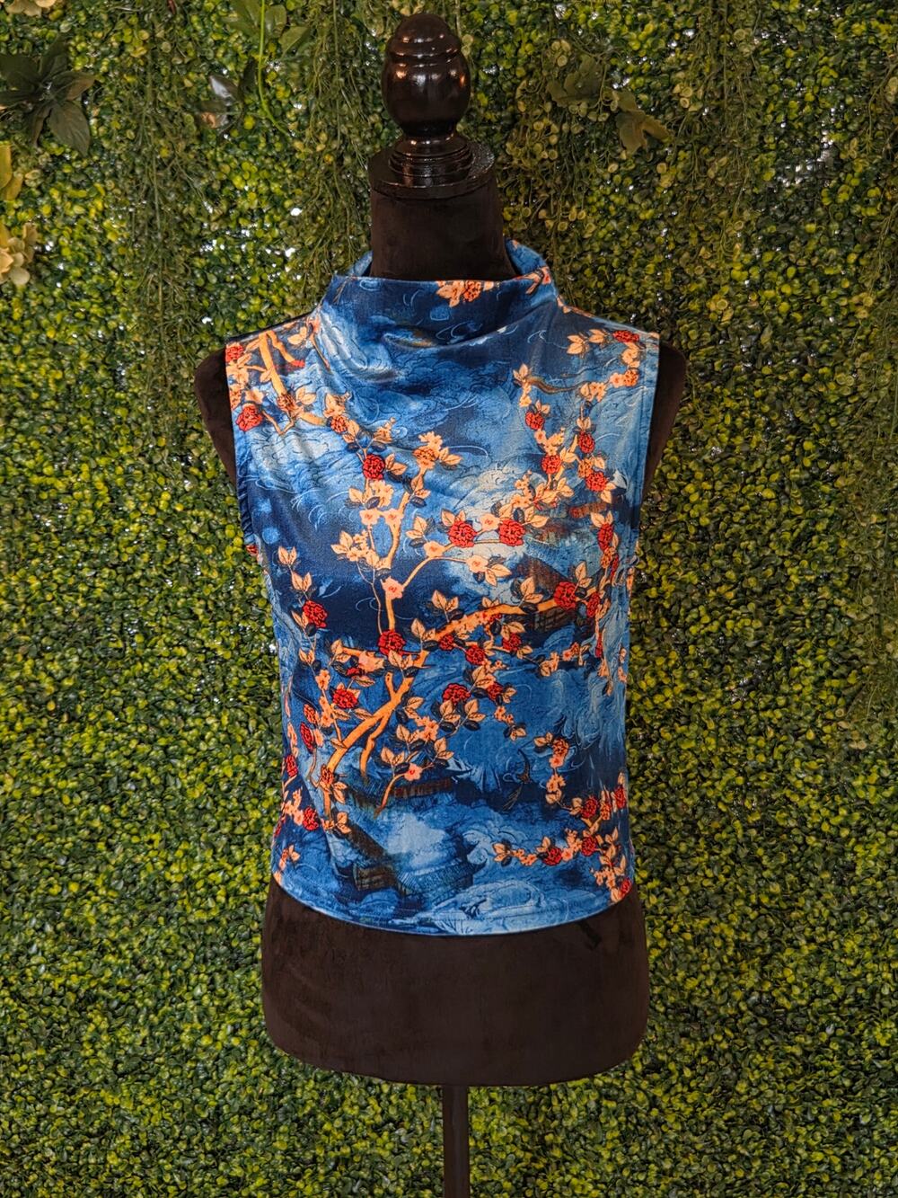 Velvet Stand Collar Cider Tank Top